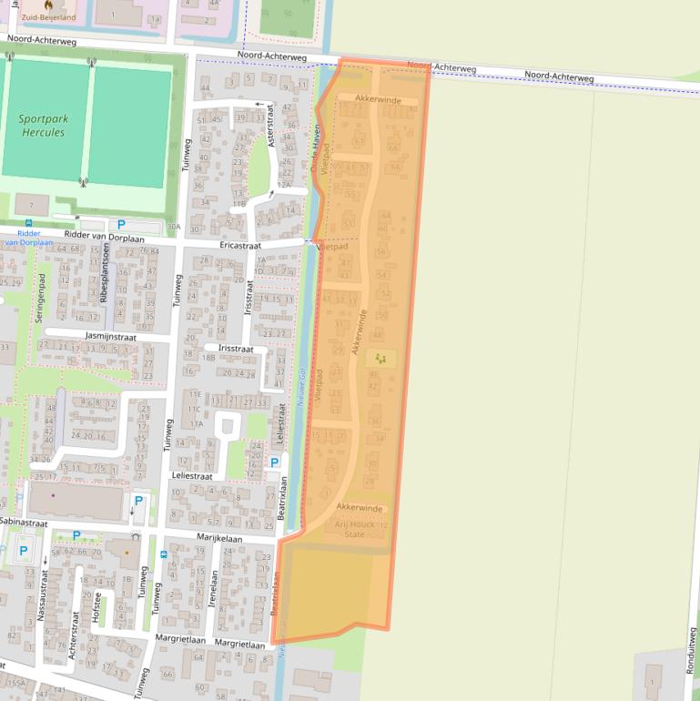 Kaart van postcodegebied 3284XZ.