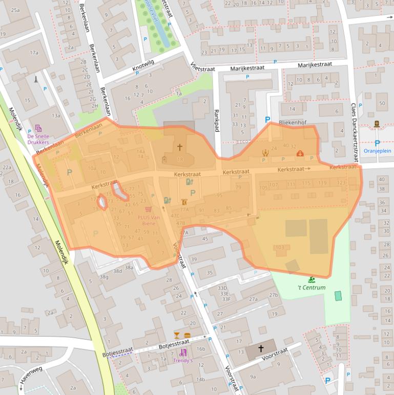 Kaart van postcodegebied 3286AK.