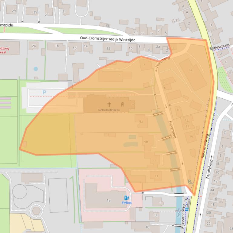 Kaart van postcodegebied 3286BA.