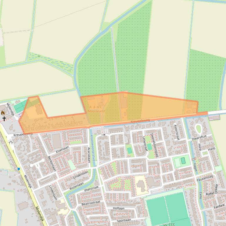 Kaart van postcodegebied 3286BC.