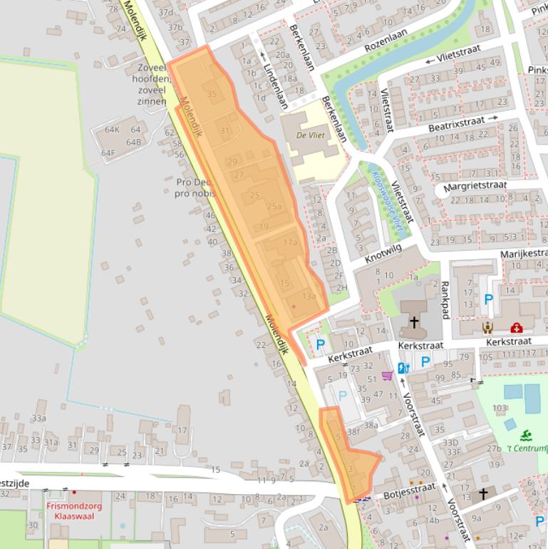 Kaart van postcodegebied 3286BE.