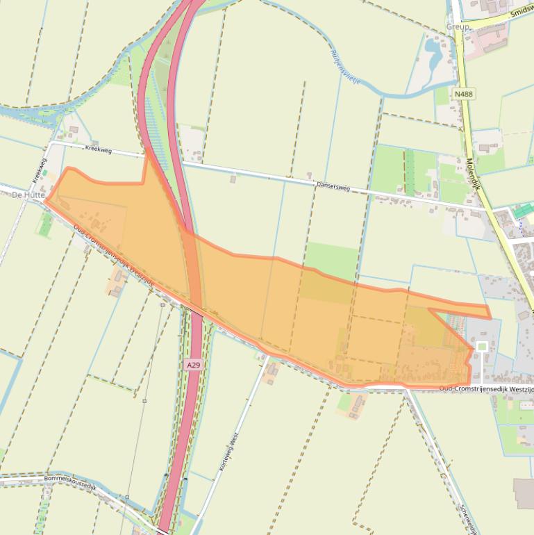 Kaart van postcodegebied 3286BS.