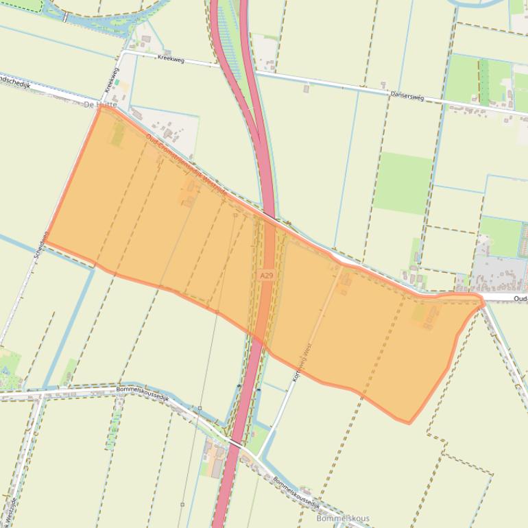 Kaart van postcodegebied 3286BV.
