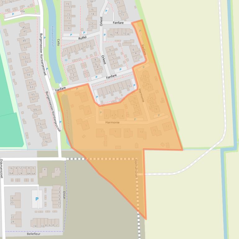 Kaart van postcodegebied 3286TB.