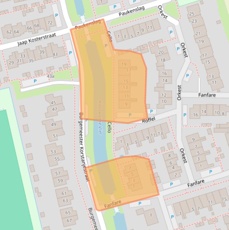 Kaart van postcodegebied 3286TE.