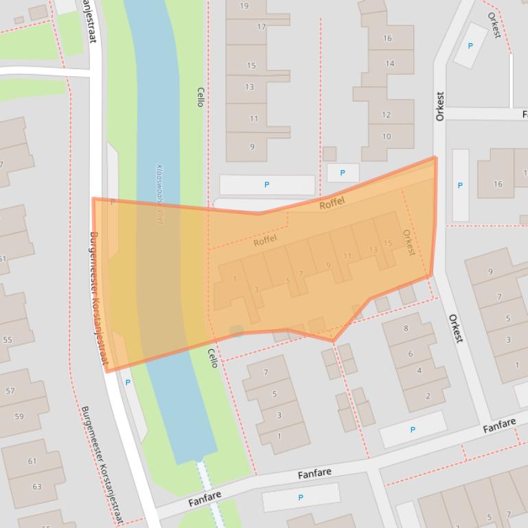 Kaart van postcodegebied 3286TG.