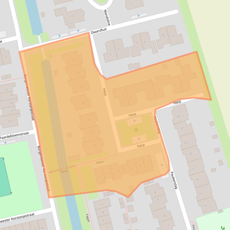 Kaart van postcodegebied 3286TJ.