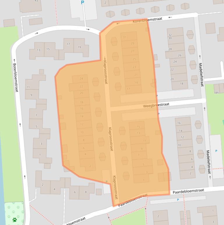 Kaart van postcodegebied 3286VC.