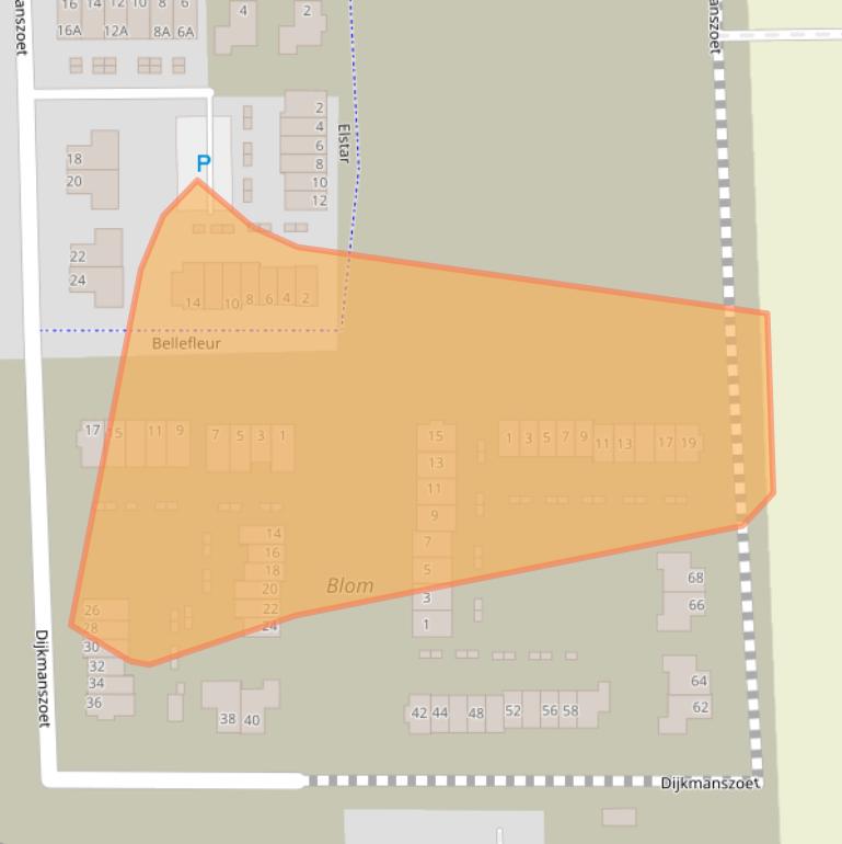 Kaart van postcodegebied 3286WD.