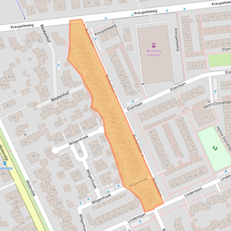 Kaart van postcodegebied 3286XD.