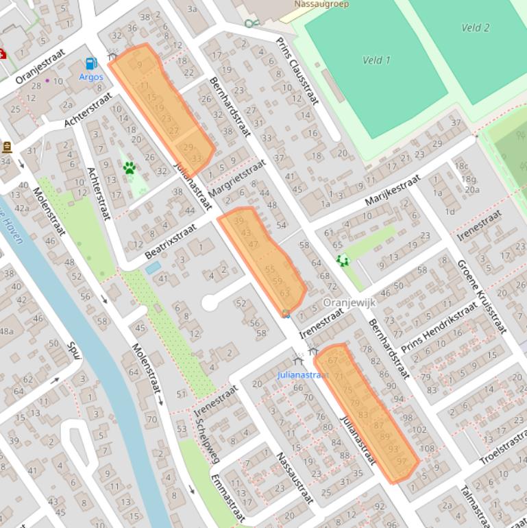 Kaart van postcodegebied 3291BL.