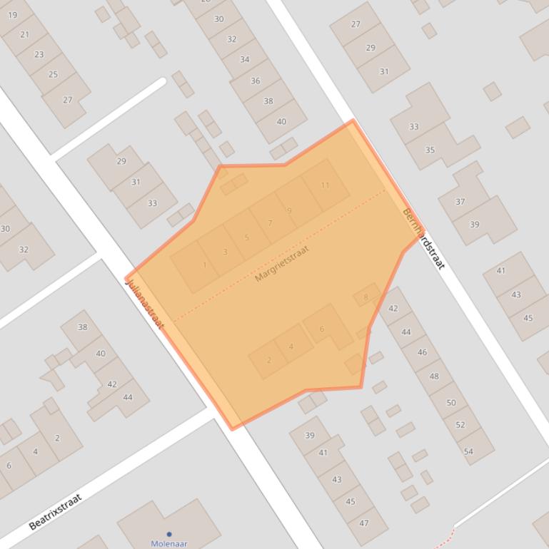 Kaart van postcodegebied 3291BN.