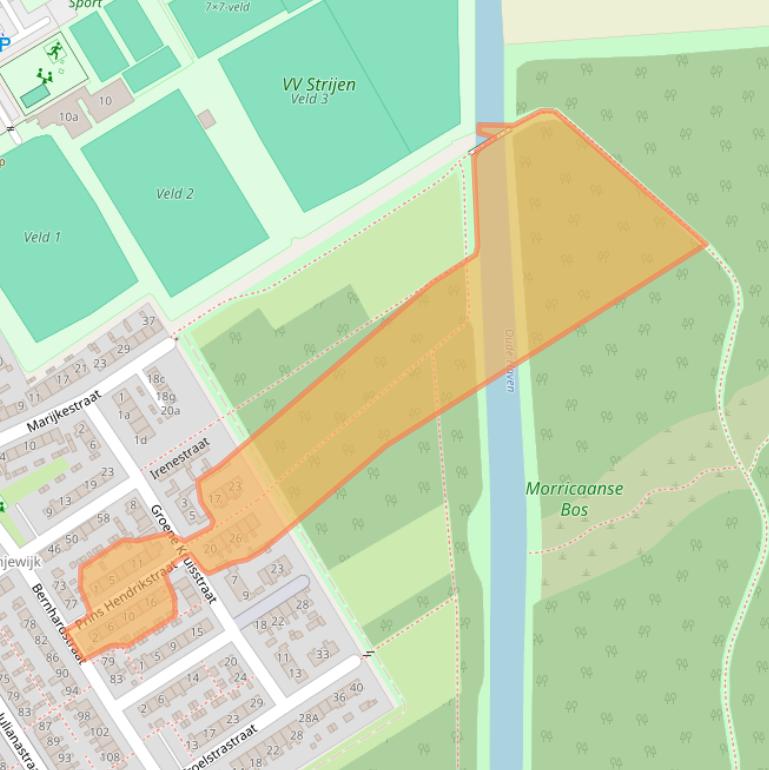 Kaart van postcodegebied 3291BT.