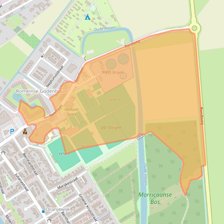 Kaart van postcodegebied 3291TN.