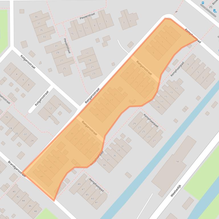 Kaart van postcodegebied 3291VJ.