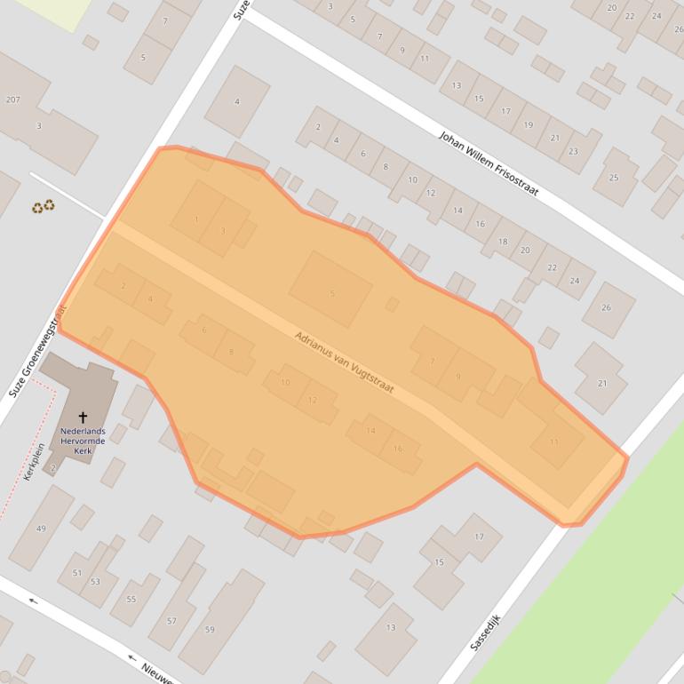 Kaart van postcodegebied 3292AA.