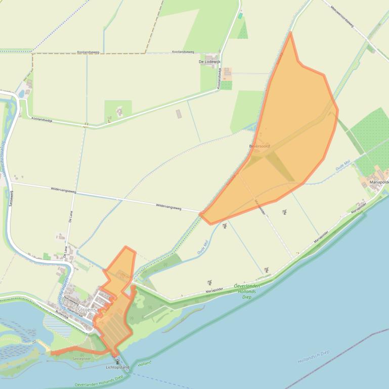 Kaart van postcodegebied 3292LD.