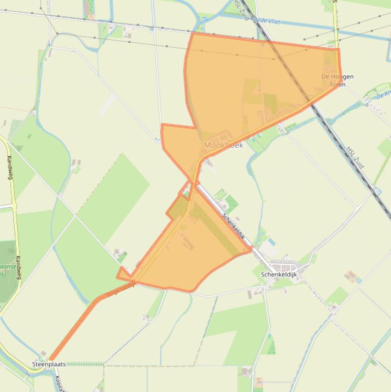 Kaartafbeelding, ingezoomd op postcodegebied 3293.