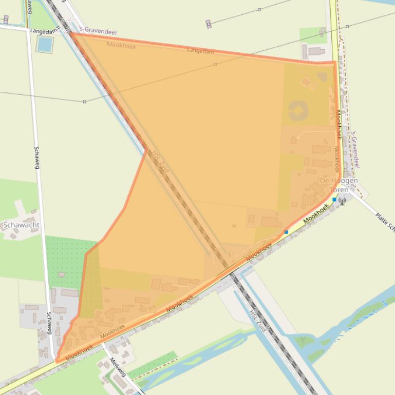 Kaart van postcodegebied 3293AD.