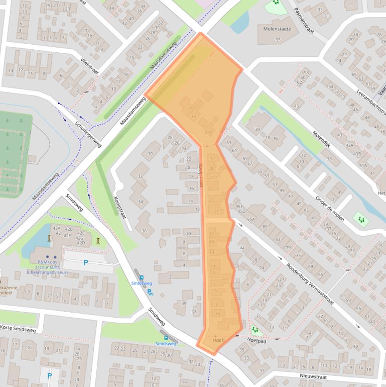 Kaart van postcodegebied 3295BE.