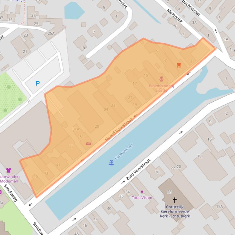 Kaart van postcodegebied 3295BL.