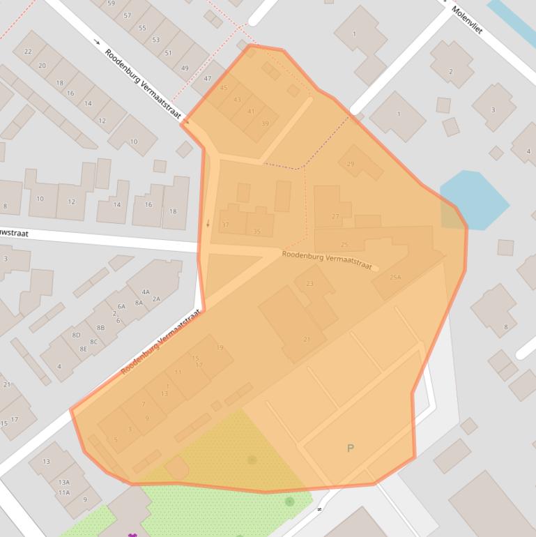 Kaart van postcodegebied 3295BN.