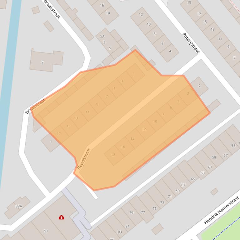 Kaart van postcodegebied 3295CM.