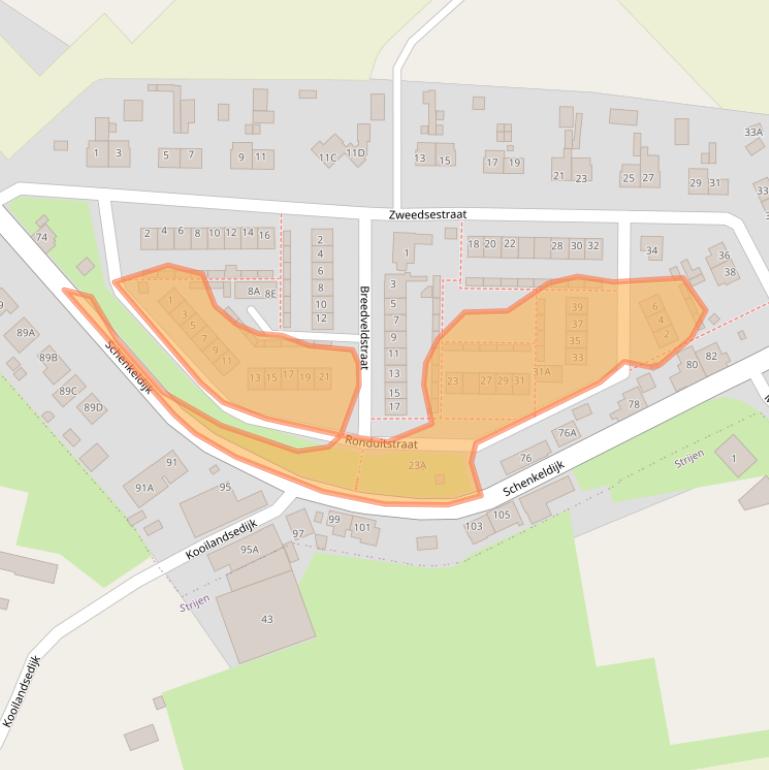 Kaart van postcodegebied 3295EB.