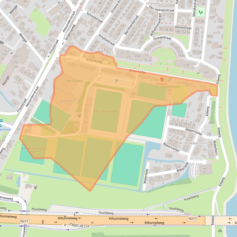 Kaart van postcodegebied 3295KK.