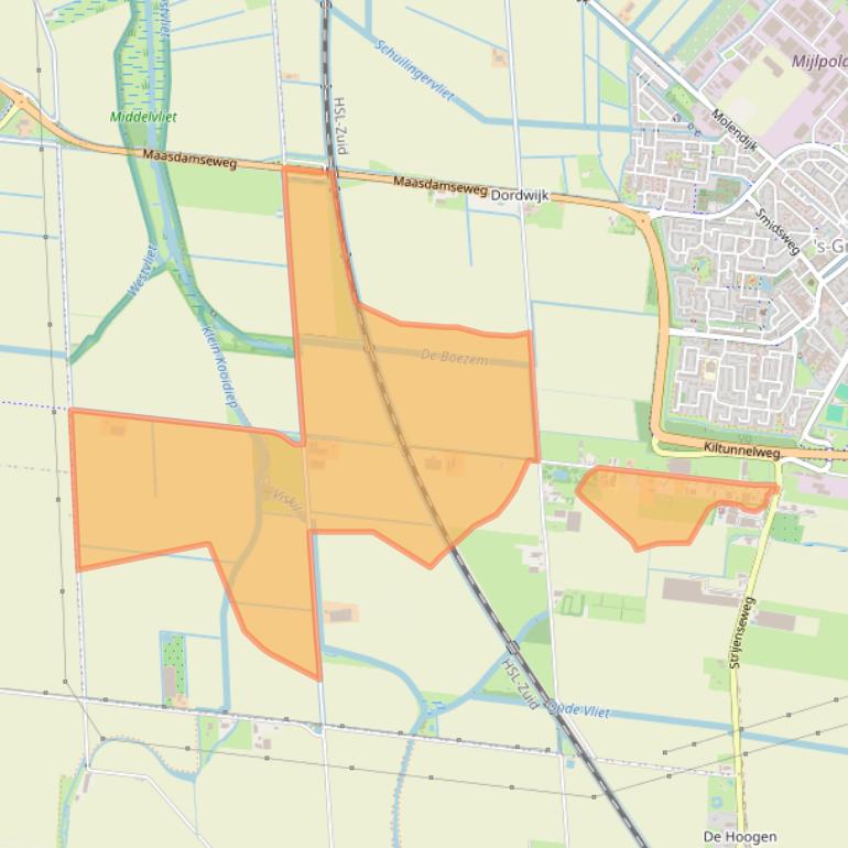 Kaart van postcodegebied 3295LB.