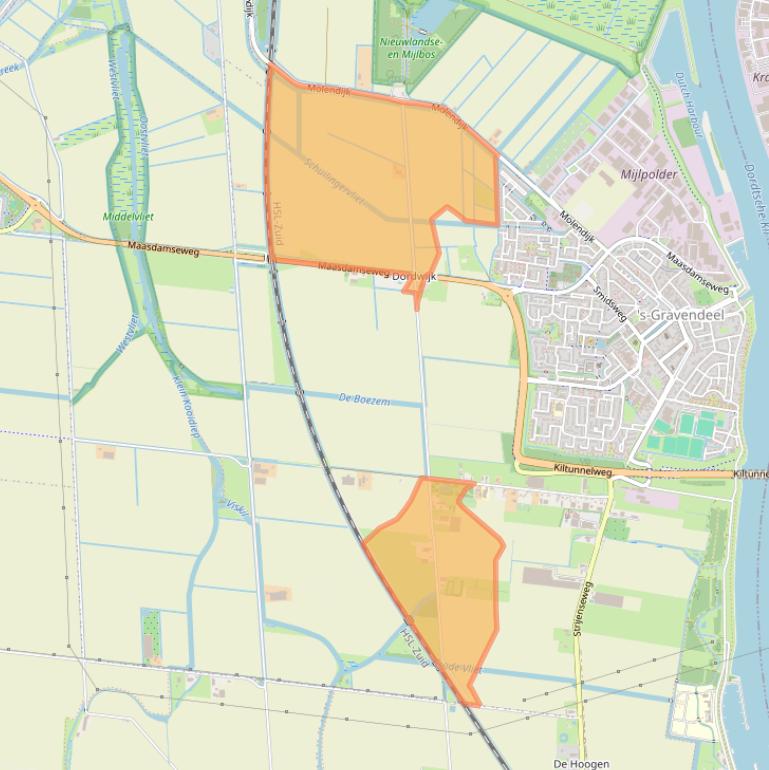 Kaart van postcodegebied 3295LG.