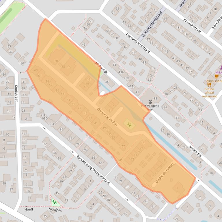 Kaart van postcodegebied 3295LL.