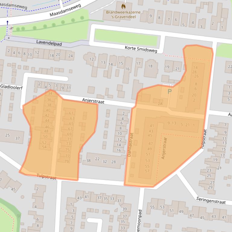 Kaart van postcodegebied 3295RA.