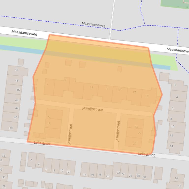 Kaart van postcodegebied 3295RJ.