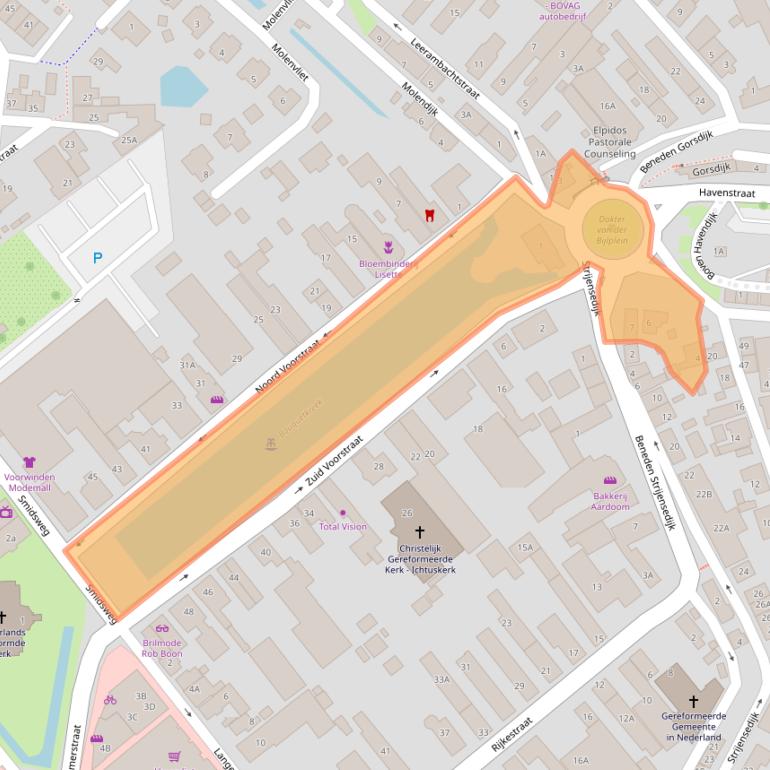 Kaart van postcodegebied 3295XH.