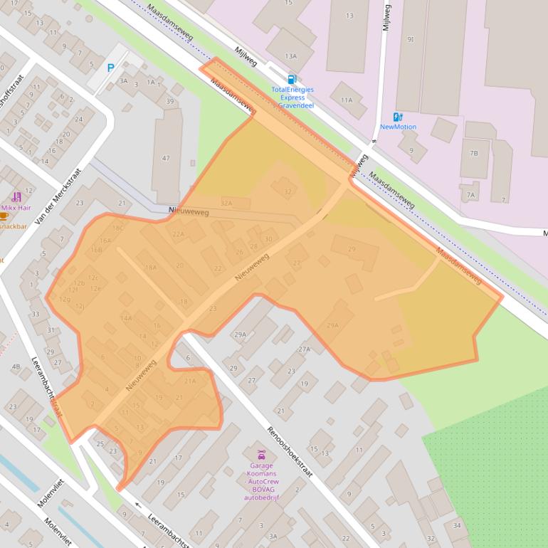 Kaart van postcodegebied 3295XS.