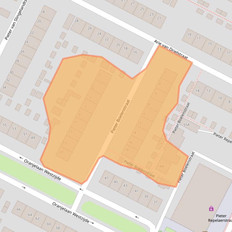 Kaart van postcodegebied 3297EM.