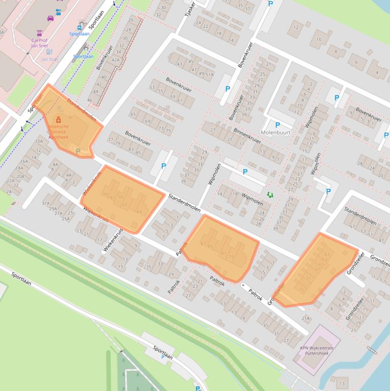 Kaart van postcodegebied 3297TL.