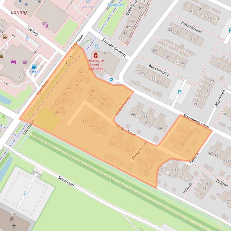 Kaart van postcodegebied 3297TZ.