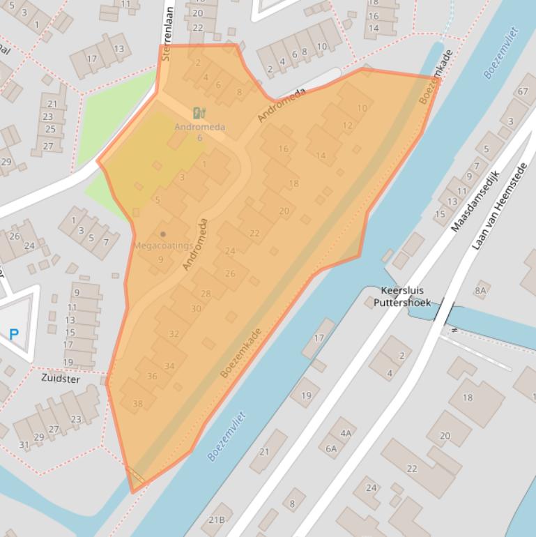 Kaart van postcodegebied 3297VA.