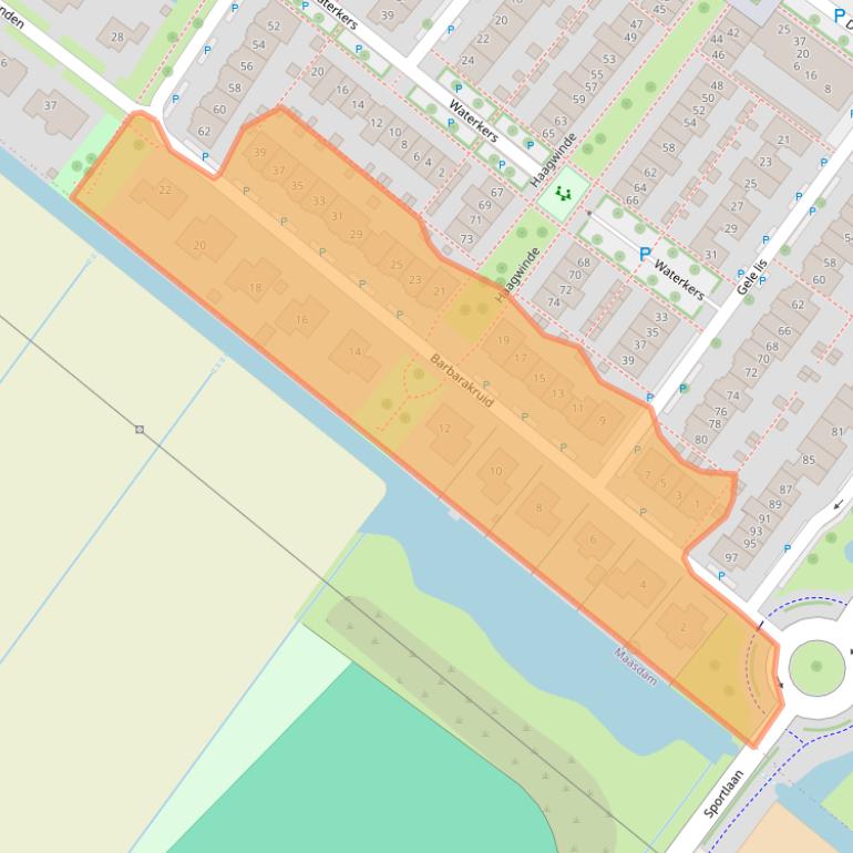 Kaart van postcodegebied 3297WP.