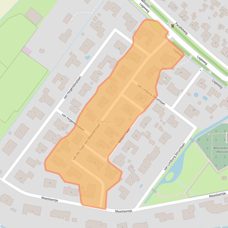 Kaart van postcodegebied 3299AT.