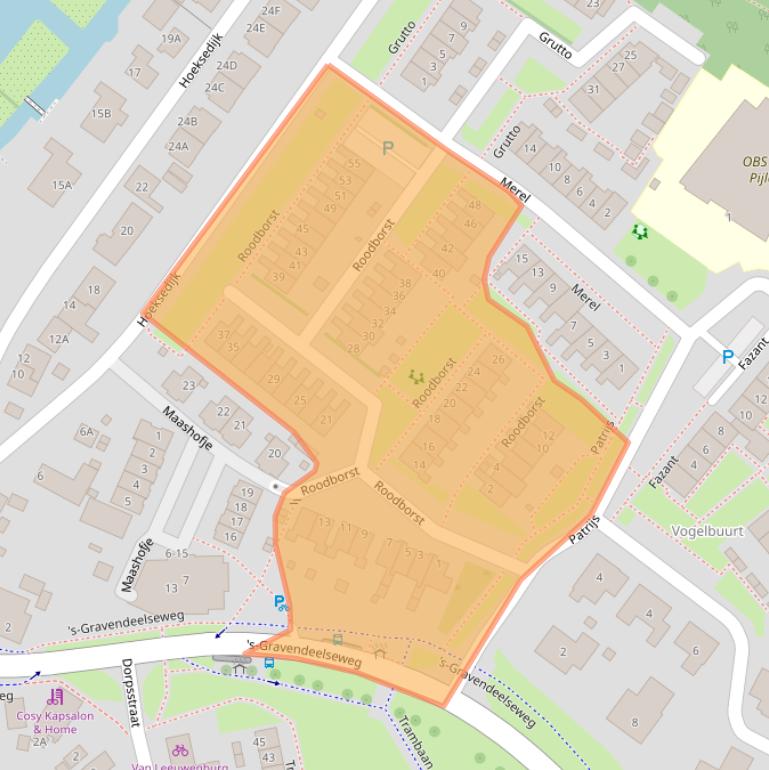 Kaart van postcodegebied 3299BW.