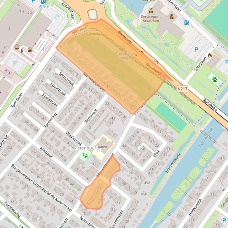 Kaart van postcodegebied 3299XC.