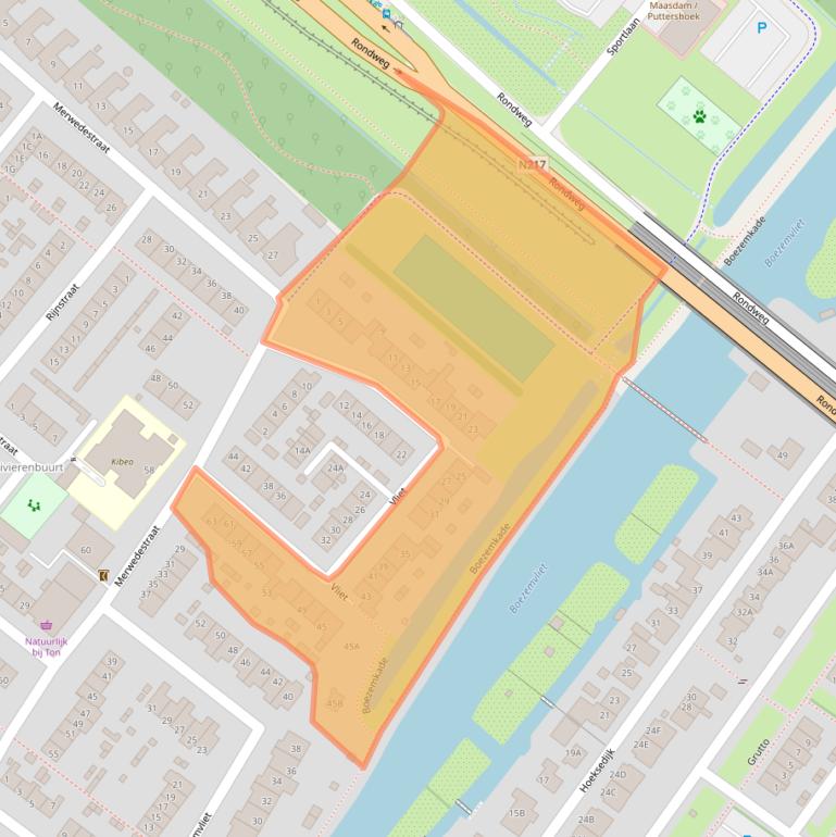 Kaart van postcodegebied 3299XK.