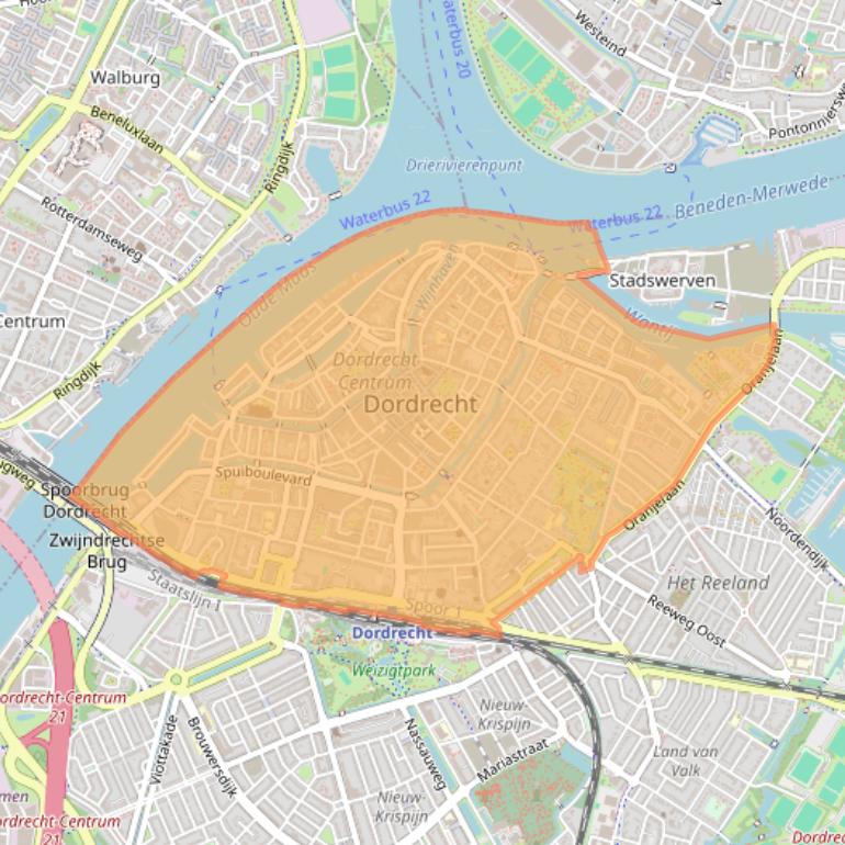 Kaart van postcodegebied 3311.