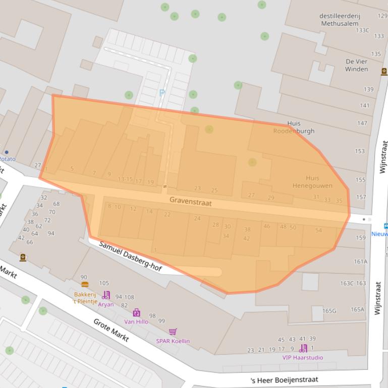 Kaart van postcodegebied 3311BC.