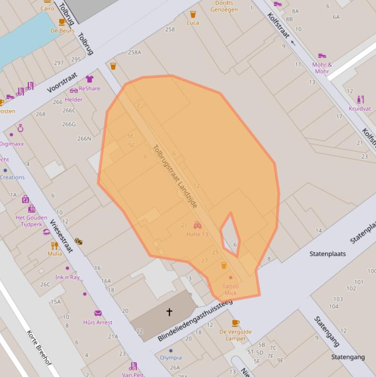 Kaart van postcodegebied 3311EK.
