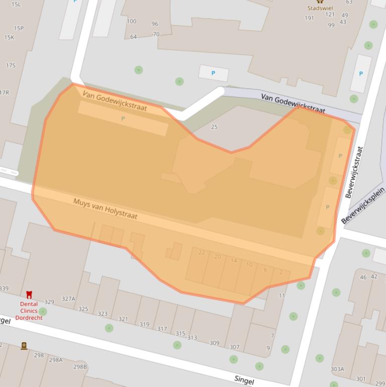 Kaart van postcodegebied 3311GJ.