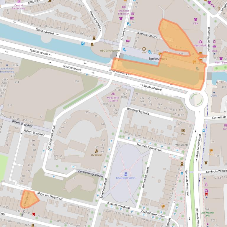 Kaart van postcodegebied 3311GM.